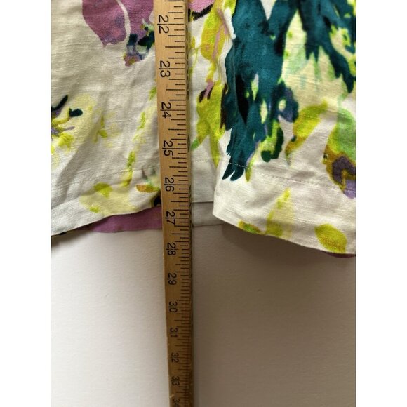 Premise Pink and White 3/4 Sleeve Embellished Blouse Linen Blend Size Large - Picture 6 of 9